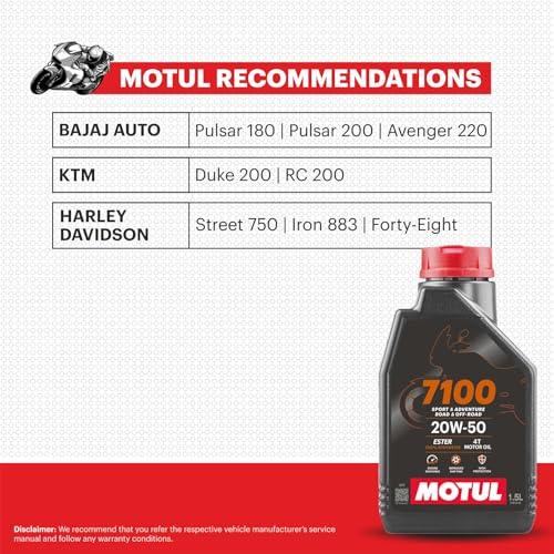 Motul 7100 4T 20W-50 Fully Synthetic Motorcycle Engine Oil – API SN Performance, Smooth Gear Shifting, Superior Engine Protection & Long-Lasting Performance, 1.5L - Biker.Store - www.biker.store