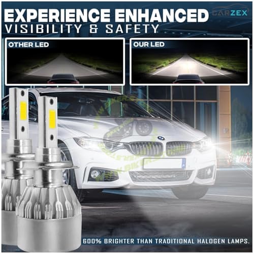 Carzex® 36W H7 LED Headlight Bulbs 3800LM, 6000K Pure White Plug & Play LED Conversion Kit for Cars, High Brightness, Easy Installation, Long Life, Universal Fit – Set of 2|B0FJMB324M