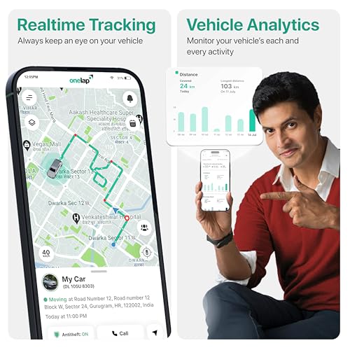 Onelap LocoShield™ 2026 Waterproof Wired GPS (with 12 Months 4G SIM Recharge) - IP67 GPS Tracker for Bike, Car, Scooty | Plug & Play | Remote Engine Lock Compatible & ON/Off Alert | 1 Year Mobile App|B0DP7P69R9