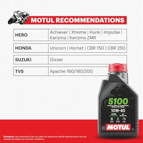 Motul 5100 4T 10W-40 Technosynthese Semi-Synthetic Engine Oil for Bikes | API SL/SJ/SH/SG | Advanced Engine Protection, Smooth Gear Shifting & Reliable Performance | 1L - Biker.Store - www.biker.store