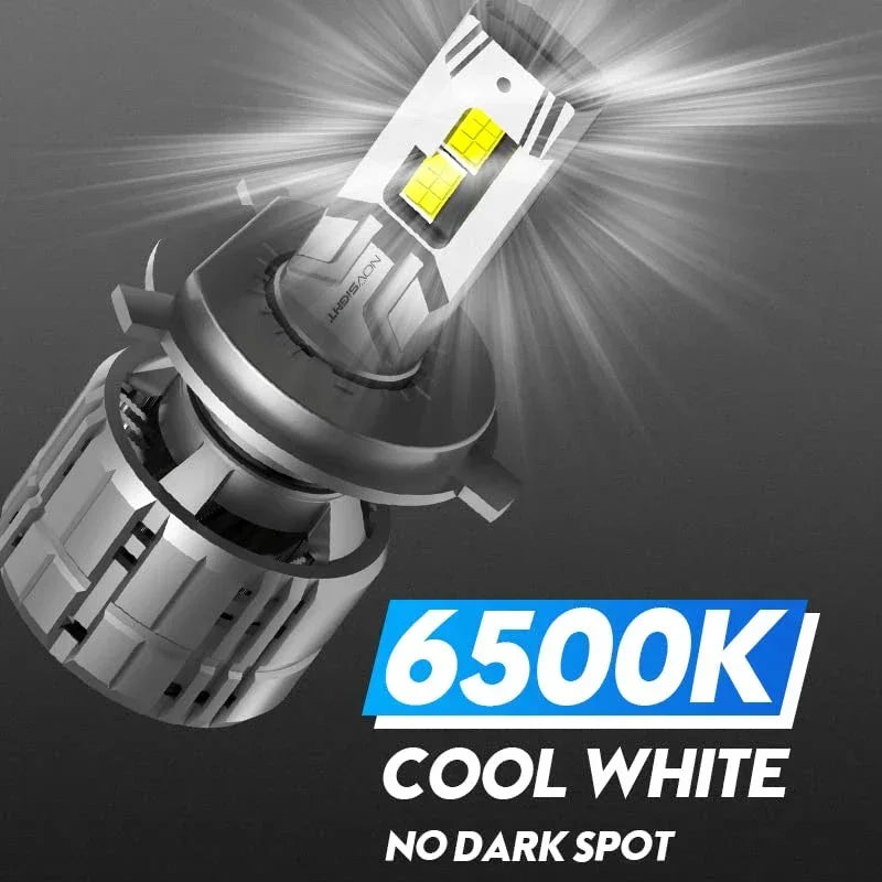 NightEye NOVSIGHT H4 LED Headlight Bulbs 40000LM, Upgrade 900% Brighter 6500K Cool White 9003/H4/HB2 LED Headlights High and Low Beam Conversion Kit 200W Super Bright LED Bulb Hi/Lo Beam, Pack of 2 - Biker.Store - www.biker.store