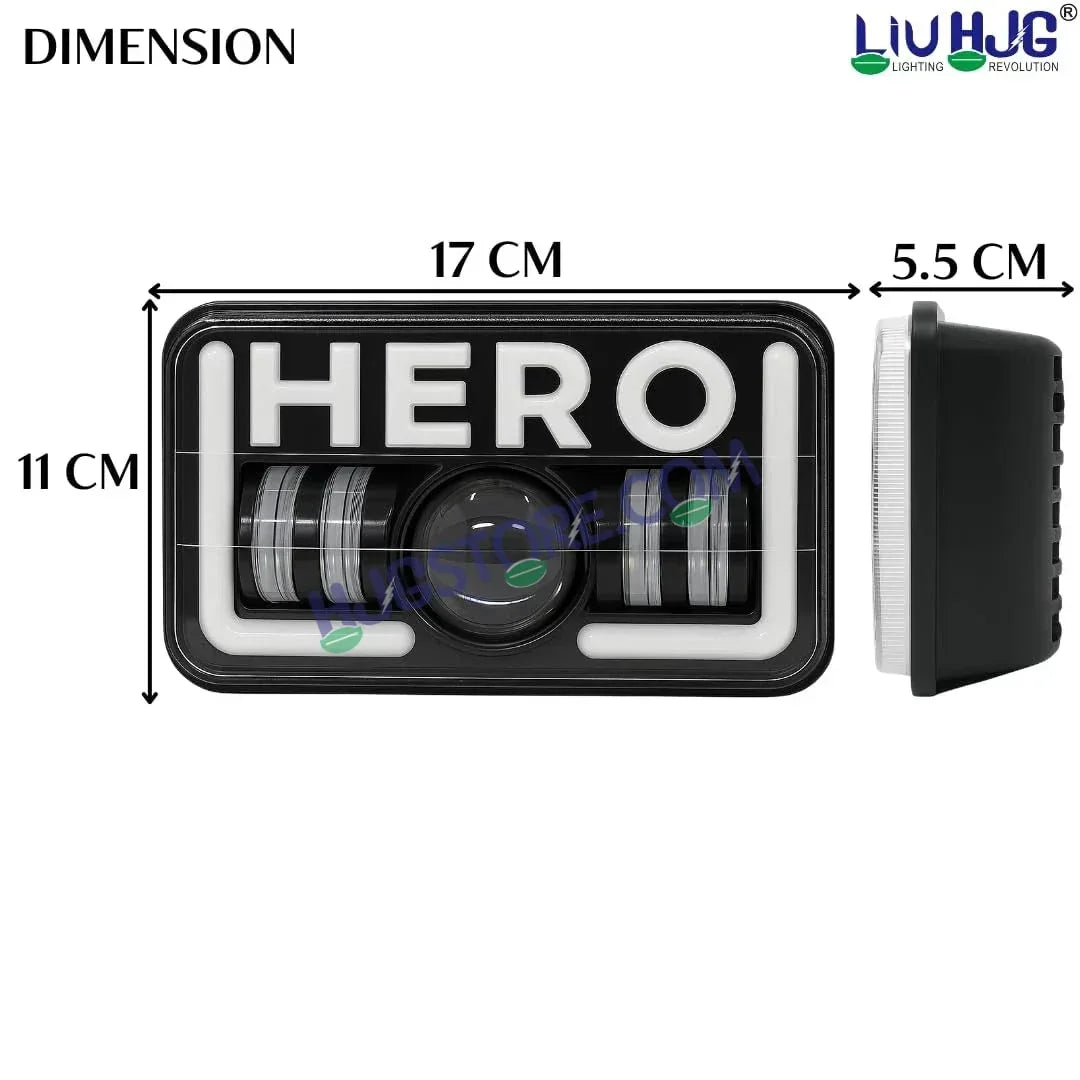 HJG 12V 40W LED Headlight HERO for Hero Splendor Series – White Beam with Red/Blue DRL, Durable Waterproof Motorcycle Headlamp (Pack of 1) - Biker.Store - www.biker.store
