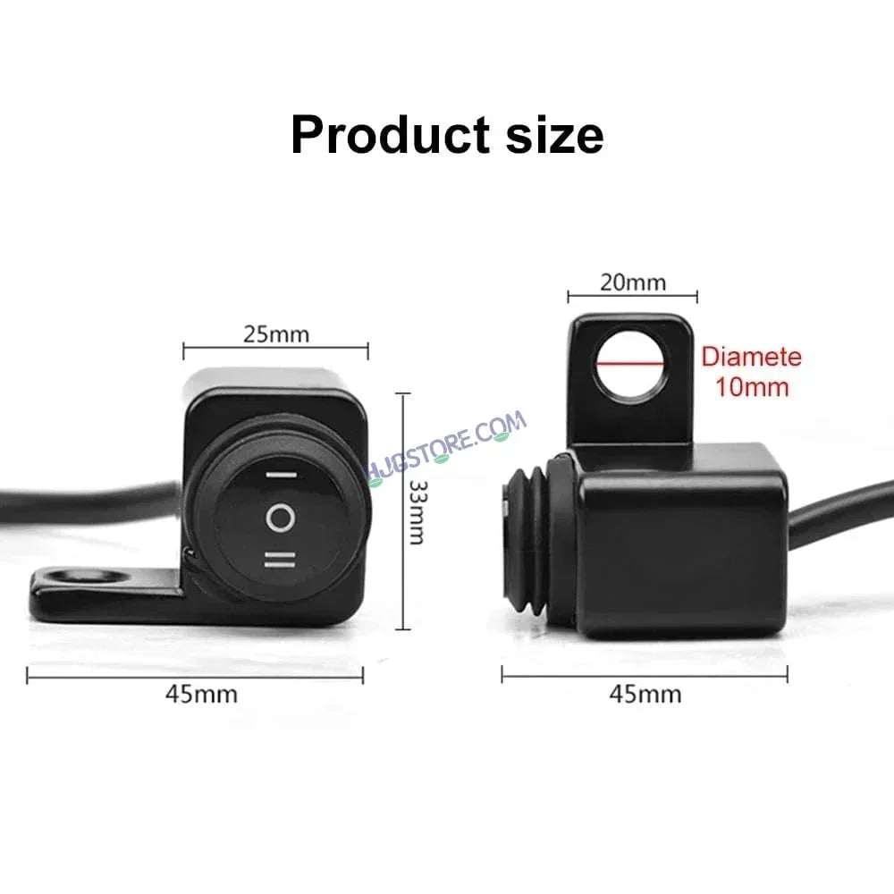 HJG Rear View Mirror Bracket Handlebar Switch Headlight On-Off Switch Handle Bar Grip For Universal For Bike Universal For Bike Mirror-Mount Switch- Waterproof Bike Switch for Fog-Lamps, Headlight, etc (Pack of 1) - Biker.Store - www.biker.store
