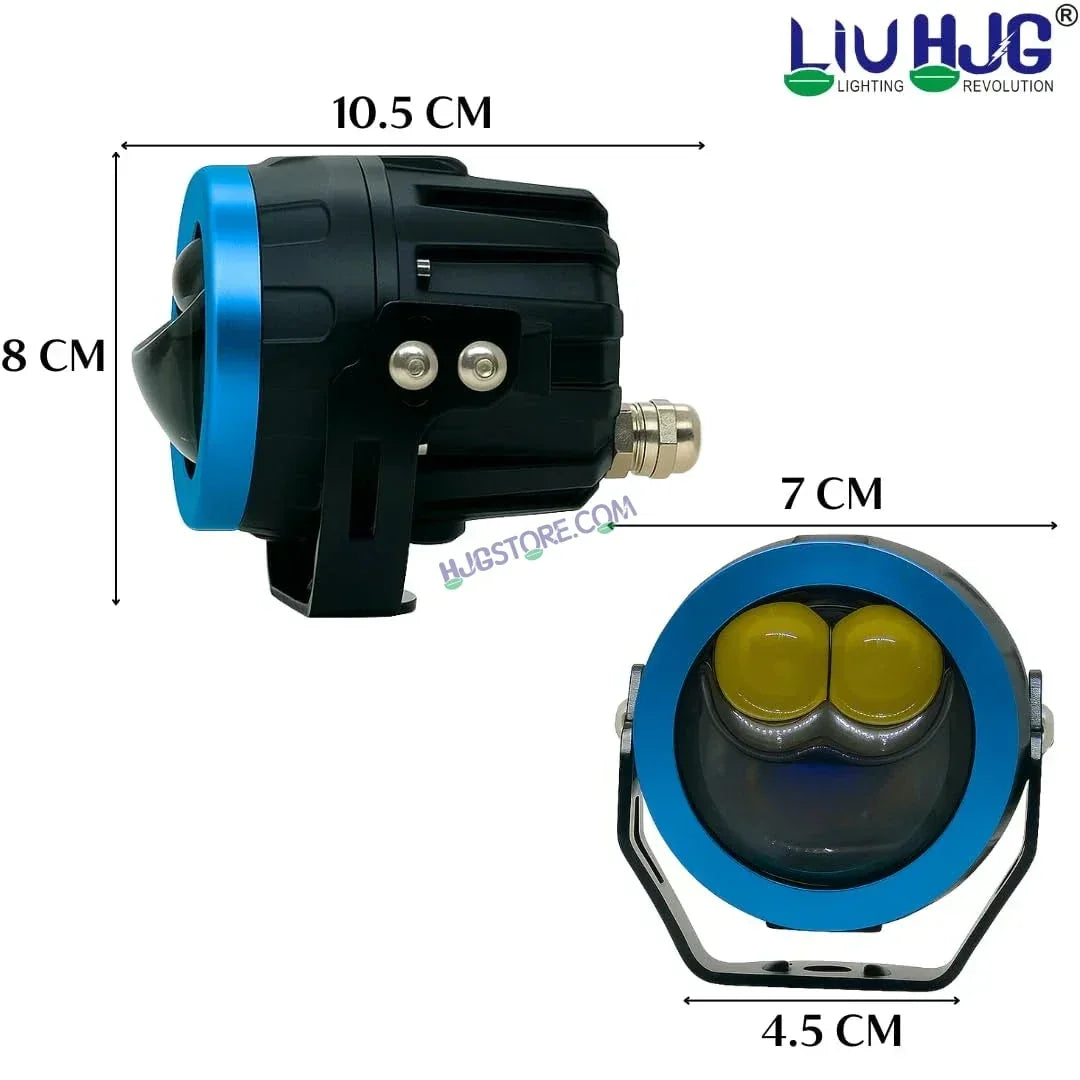 HJG Terminator 2 Projector Foglight 100W with Laser Spot and Wide Spread Red DRL/White/Yellow/Warm White Light 100W Foglight Ultra Wide Dual Intensity LED Driving Fog Lights 3000K/4300K/6500K Universal For All Cars & Bikes LIU HJG Terminator 2 Bi Foglight - Biker.Store - www.biker.store