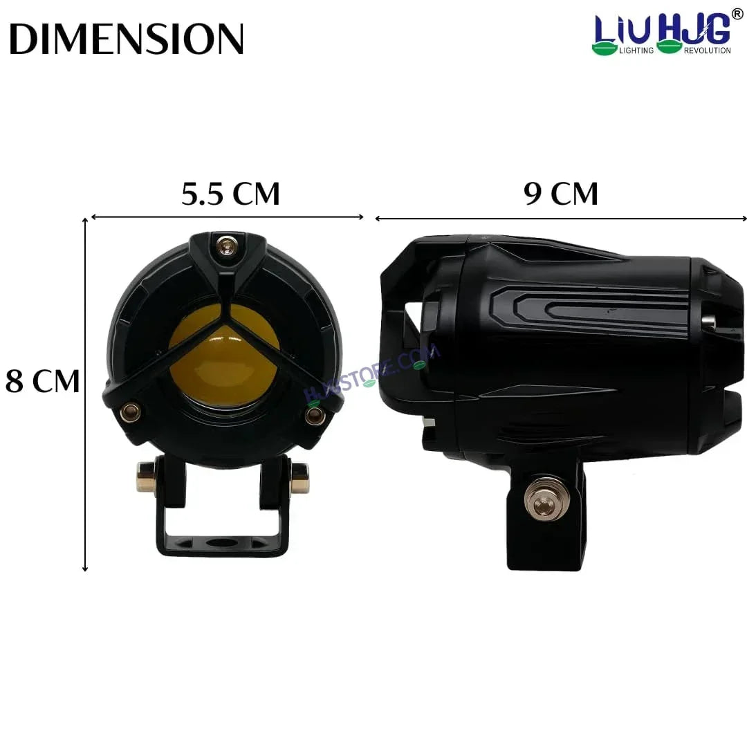 HJG Mini Mercedes Y Lens with Cooling Fan 80W Foglight Ultra Wide Dual Intensity LED Driving Fog Lights White/Yellow (2*40W = 80W Total) Universal For All Cars & Bikes LIU HJG Mini Mercedes Y Lens 80W with Cooling Fan Ultra Wide Light Throw - Biker.Store - www.biker.store