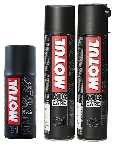 Motul Combo of C2 Chain Lube (400 ml) and C1 Chain Clean for All Bikes (400 ml) (LBCH014) - Biker.Store - www.biker.store