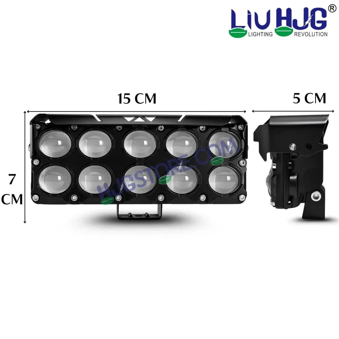 HJG 10 Lens Cube Red Blue 54W JC-34 Foglight with Red Blue Flash Mode 10 Lens Projector Foglight 54W Foglight Ultra Wide Dual Intensity LED Fog Lights White/Yellow/Warm White/Flash/Red Blue DRL Universal For All Cars & Bikes LIU HJG 10 Lens Cube Red Blue - Biker.Store - www.biker.store