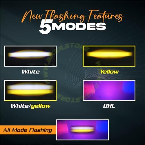 SSLG Slim Drive 38W Super Bright LED Fog Light with On/Off Switch, High/Low Beam, 5 Modes & PCR Flashing – Universal for Bike, Scooty & Car (Pack of 1) - Biker.Store - www.biker.store
