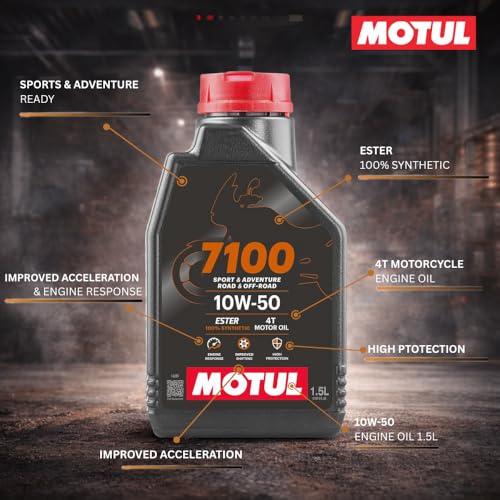 Motul 7100 4T 10W-50 API SN Fully Synthetic Motorcycle Engine Oil – High Performance Protection, Smooth Gear Shifting & Superior Engine Care for Long-Lasting Riding, 1.5L - Biker.Store - www.biker.store