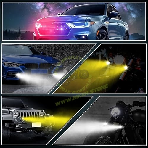 SSLG Slim Drive 38W Super Bright LED Fog Light with On/Off Switch, High/Low Beam, 5 Modes & PCR Flashing – Universal for Bike, Scooty & Car (Pack of 1) - Biker.Store - www.biker.store