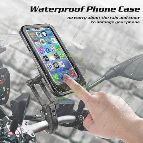 Waterproof Mobile Holder Bike/Scooty Mobile Stand, Waterproof Cell Phone Mount Holder, Universal Bikes Handlebar Sensitive Touch Screen, Fit 4-7.2 Inches All Smartphones Adjustable 360° Rotation Phone Case with TPU (A+) - Biker.Store - www.biker.store