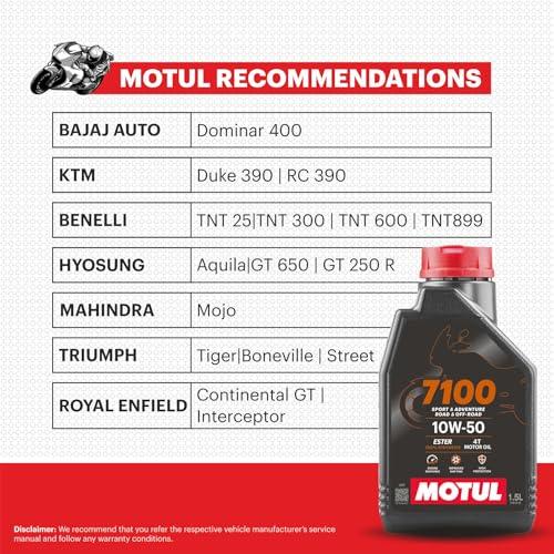 Motul 7100 4T 10W-50 API SN Fully Synthetic Motorcycle Engine Oil – High Performance Protection, Smooth Gear Shifting & Superior Engine Care for Long-Lasting Riding, 1.5L - Biker.Store - www.biker.store