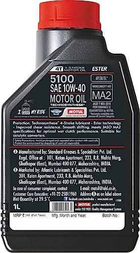 Motul 5100 4T 10W-40 Technosynthese Semi-Synthetic Engine Oil for Bikes | API SL/SJ/SH/SG | Advanced Engine Protection, Smooth Gear Shifting & Reliable Performance | 1L - Biker.Store - www.biker.store