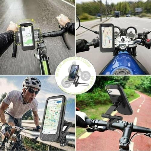 Waterproof Mobile Holder Bike/Scooty Mobile Stand, Waterproof Cell Phone Mount Holder, Universal Bikes Handlebar Sensitive Touch Screen, Fit 4-7.2 Inches All Smartphones Adjustable 360° Rotation Phone Case with TPU (A+) - Biker.Store - www.biker.store