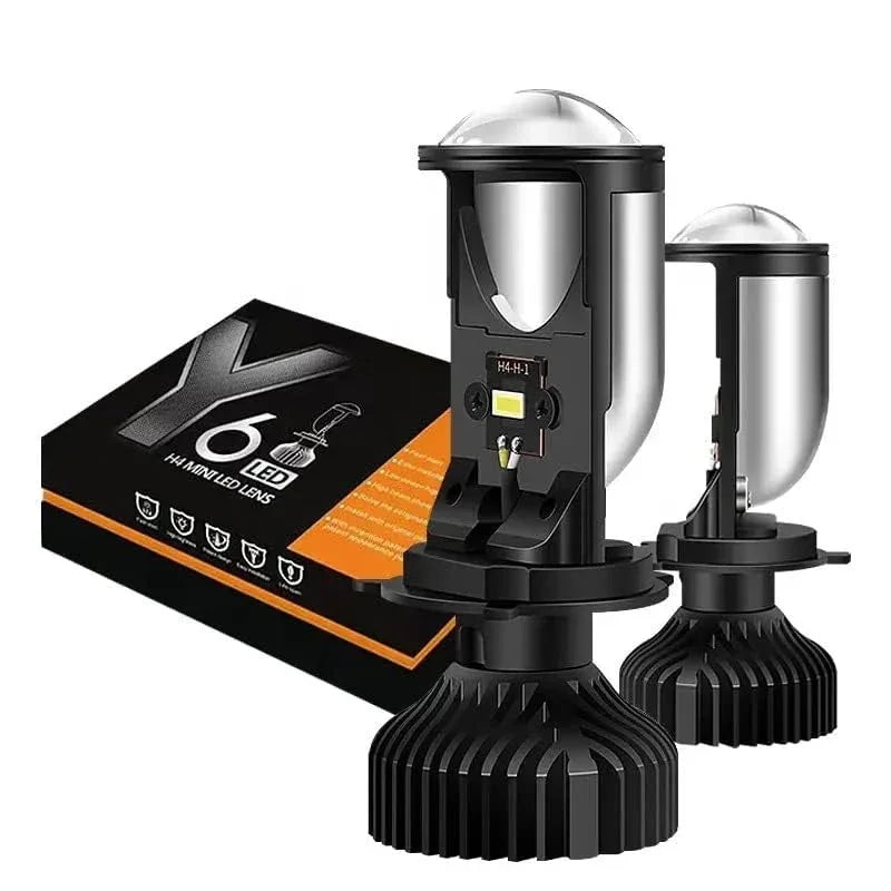 Y6 LED Headlight Bulb Projector 20000 LM H4 Car Headlights 2PCS Y6 LED H4 Headlamp Tricolor Lens Fisheye Lamp Far And Near Integrated Mini HD Super Bright Headlight Bulb Light - Biker.Store - www.biker.store