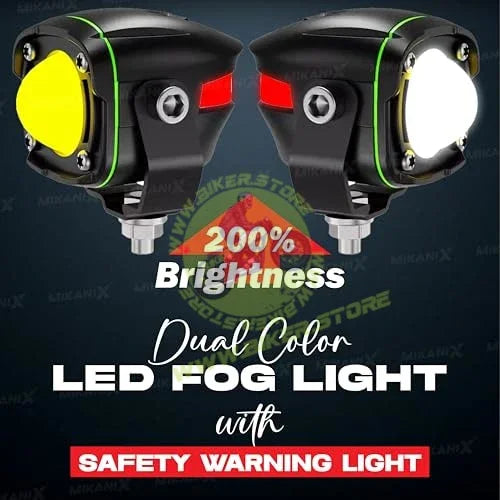Shilan Super Bright LED Fog Light Lamp | Spot Light With Dual Color White/Yellow | High & Low Beam For Car, Bike, Scooty & ATVs - Biker.Store - www.biker.store