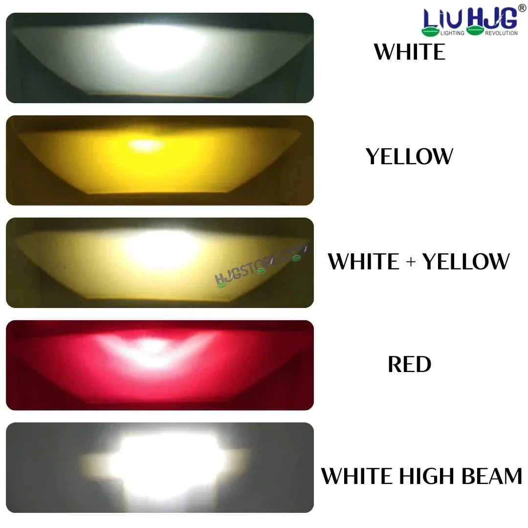HJG Terminator 1 Projector Foglight 100W with Laser Spot and Wide Spread Red DRL/White/Yellow/Warm White Light 100W Foglight Ultra Wide Dual Intensity LED Driving Fog Lights 3000K/4300K/6500K Universal For All Cars & Bikes LIU HJG Terminator 1 Foglight - Biker.Store - www.biker.store
