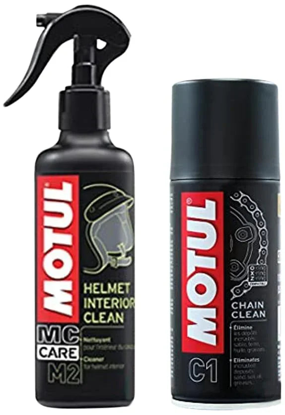 Motul Helmet Care Kit -Helmet Visor & Interior Cleaner Spray with Bactericide Sanitizer|100ml Each|Suitable for All Helmets - Biker.Store - www.biker.store