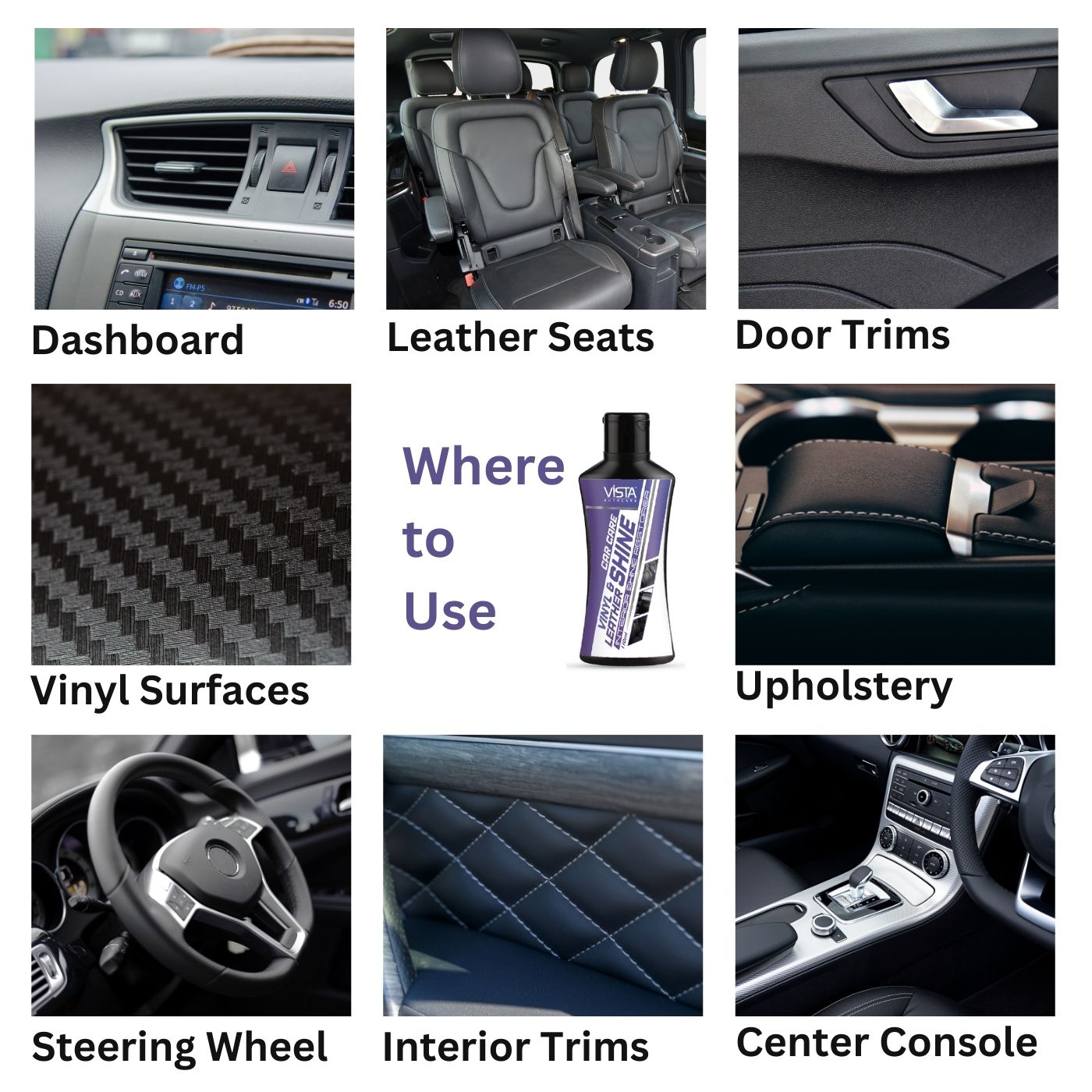 Vista Vinyl & Leather Shine 110 ml (Free Applicator Sponge) - Biker.Store - www.biker.store