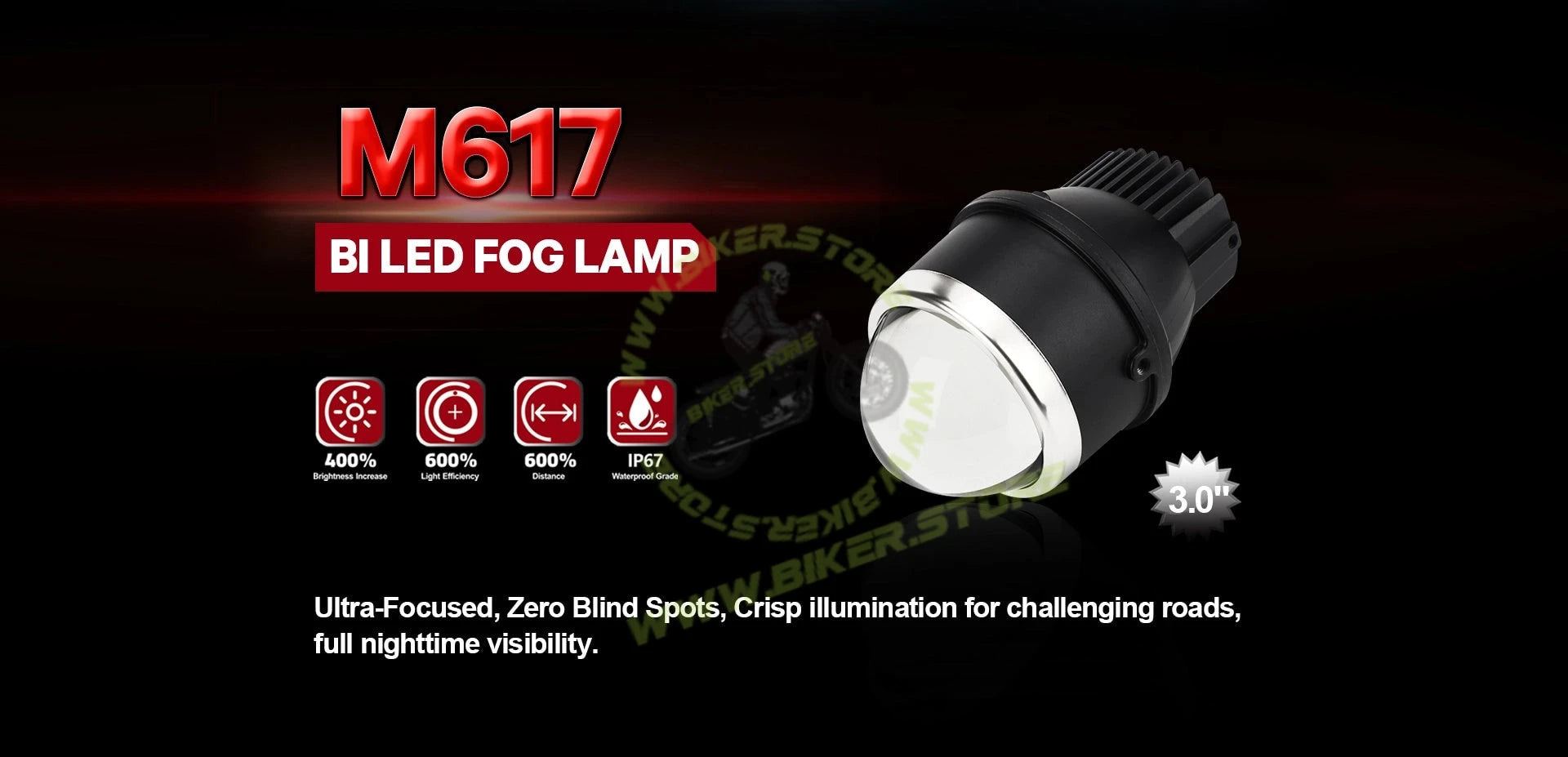 IPHCAR M617 3 Inch BI-LED (TRI COLOR) Laser Fog Lamp Projector 3 Inch High/Low beam With Integrated HID | For Four Wheelers - Biker.Store - www.biker.store