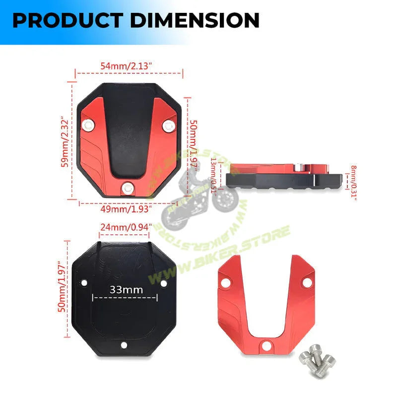 MG Universal Aluminum Two Wheeler Kickstand Extender | Side Stand Extension Pad Support Plate | Anti-Skid Enlarged Base Foot for Scooty Stability - Biker.Store - www.biker.store