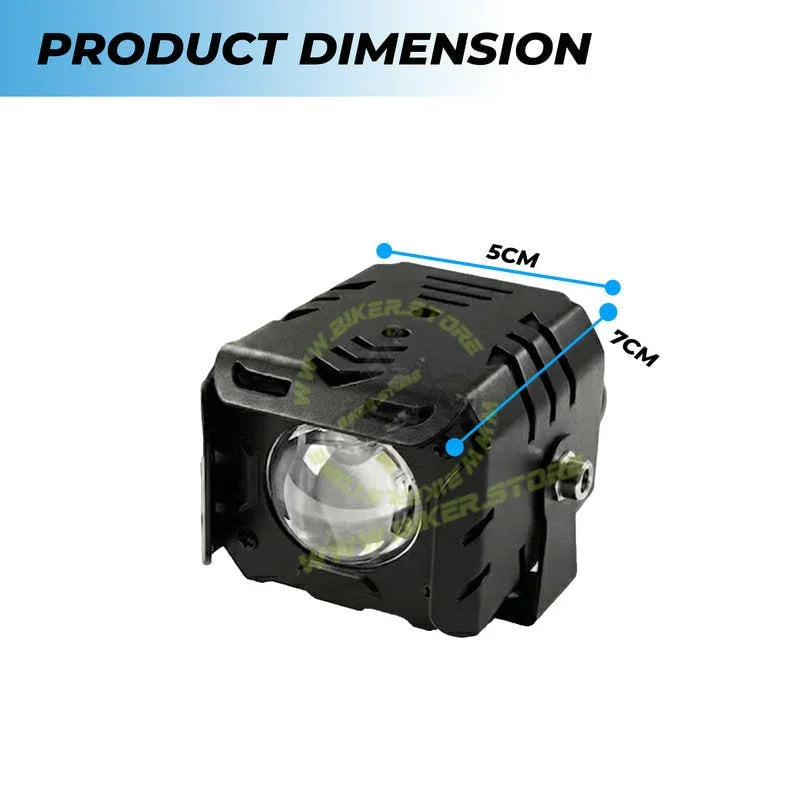 MOTO GENIUS Single LED Future Eye Fog Light 60W with Switch & Wiring Harness, Low/High Beam Combo, IP67 Waterproof, High-Brightness Auxiliary Driving Light (Pack of 2) - Biker.Store - www.biker.store