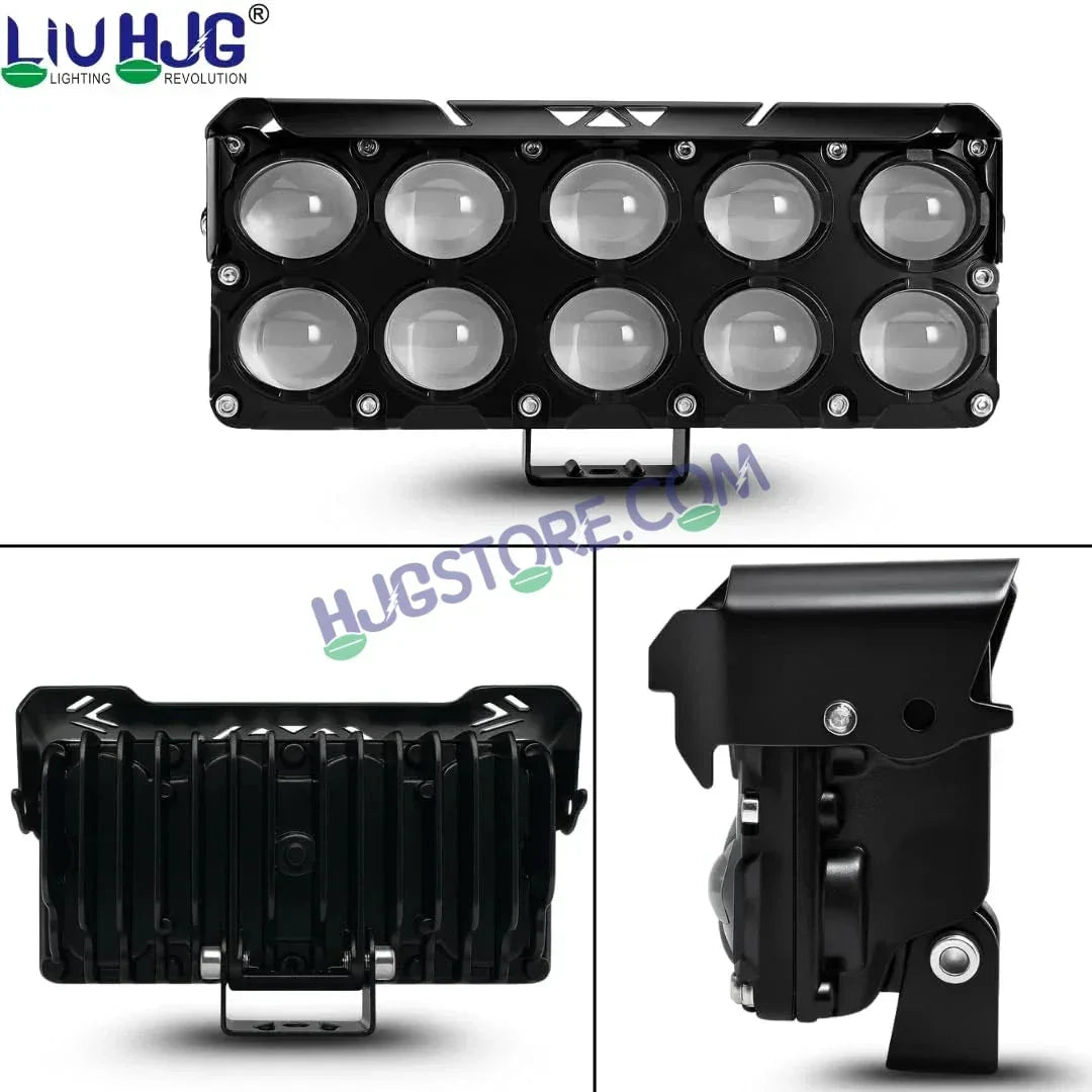 HJG 10 Lens Cube Red Blue 54W JC-34 Foglight with Red Blue Flash Mode 10 Lens Projector Foglight 54W Foglight Ultra Wide Dual Intensity LED Fog Lights White/Yellow/Warm White/Flash/Red Blue DRL Universal For All Cars & Bikes LIU HJG 10 Lens Cube Red Blue - Biker.Store - www.biker.store