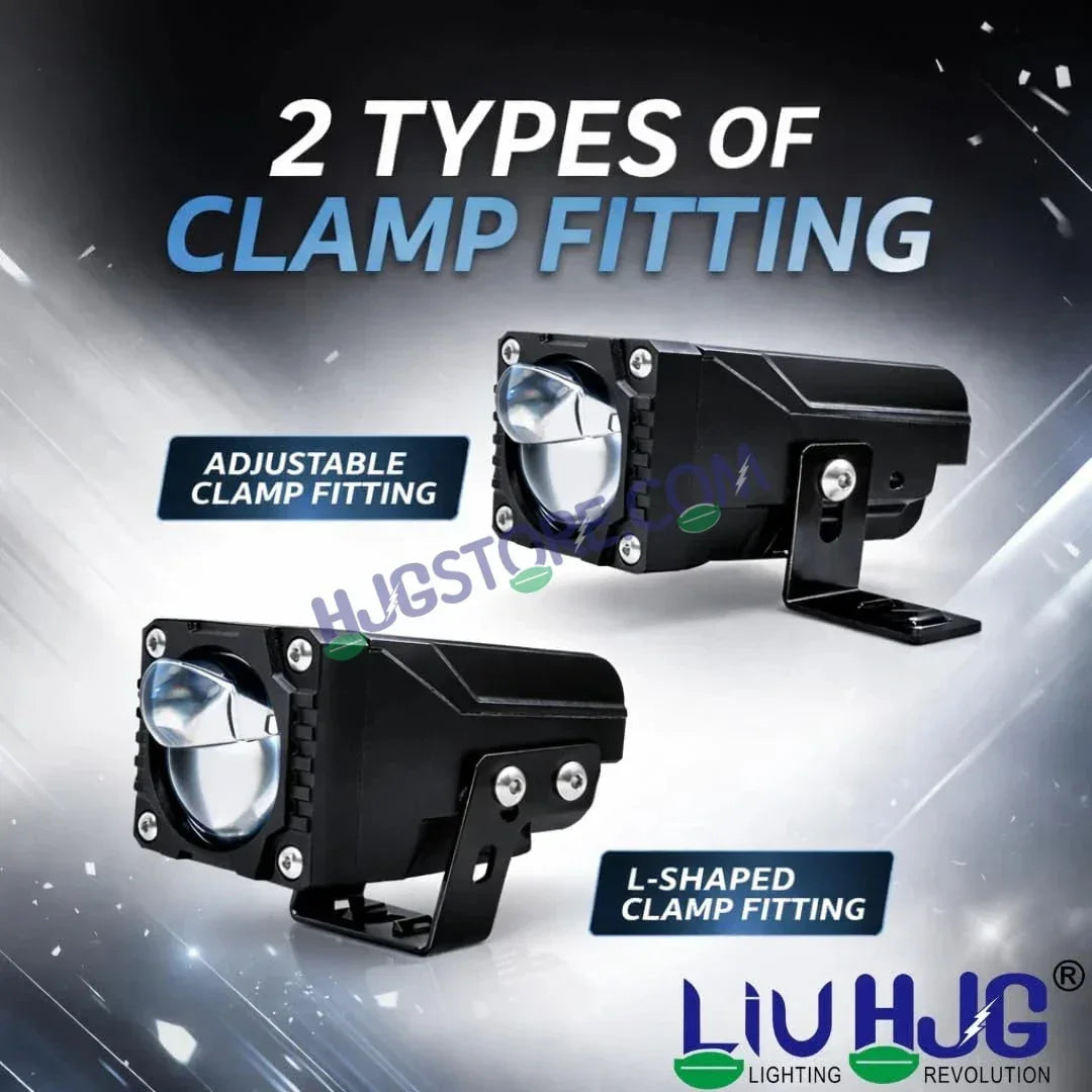 HJG HS104 Wide Lens Foglight Dual Condenser Lens 120W Foglight with Two Type Clamps White Hi/Lo Red Projector Foglight 120W Ultra Wide Intensity LED Fog Lights White Hi/Lo with Red Devil Fog Universal For All Cars & Bikes LIU HJG HS104 120W Foglight 2pc - Biker.Store - www.biker.store