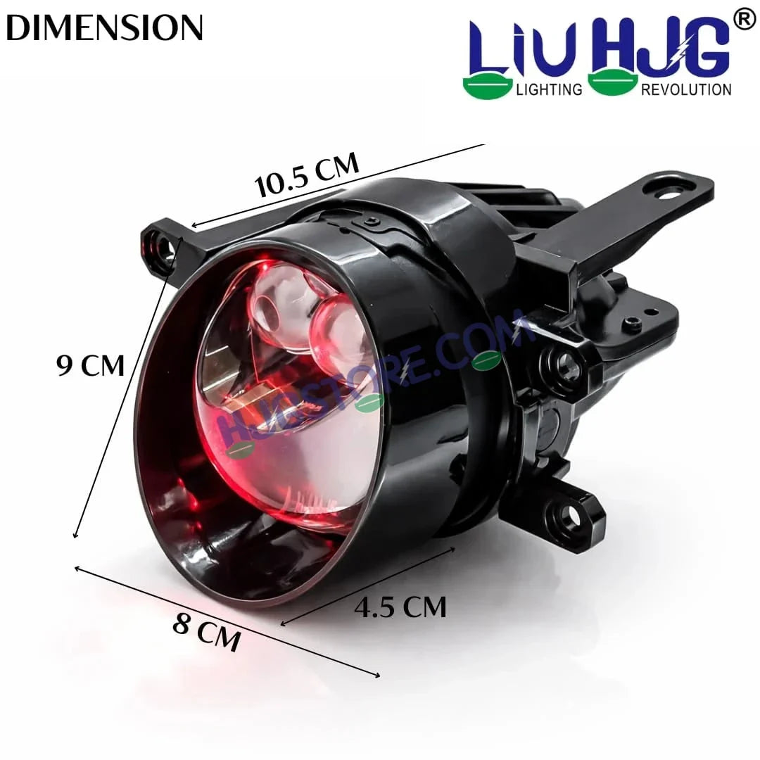HJG 3 Inch Bi LED Projector Lens Laser Fog Lamp H8/H9/H11/H16 with Toyota Fitting Mounts with Cap Waterproof & Heat Dissipation 120W 12V DC Power Yellow/White/Red Light Reflection Universal Fit All Bikes & Cars Model with Toyota Fitting Mounts, Pack of 2 - Biker.Store - www.biker.store