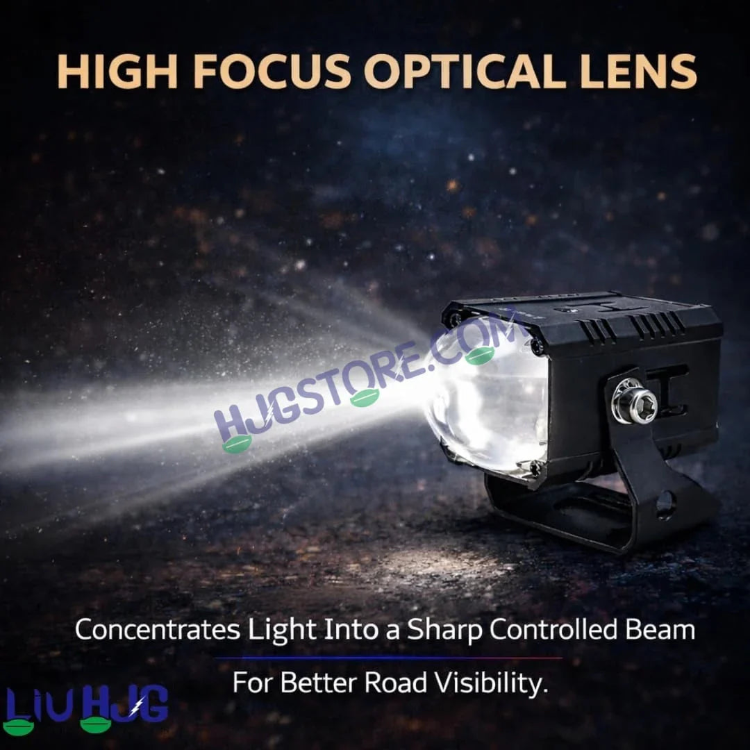 HJG Bezel-less HS114 Foglight Single Condenser Lens 60W Foglight White/Yellow Hi/Lo Red Projector Foglight 60W Foglight Ultra Wide Intensity LED Fog Lights White/Yellow Hi/Lo with Red Devil Fog Universal For All Cars & Bikes LIU HJG HS114 60W Foglight 2pc - HJGstore.com