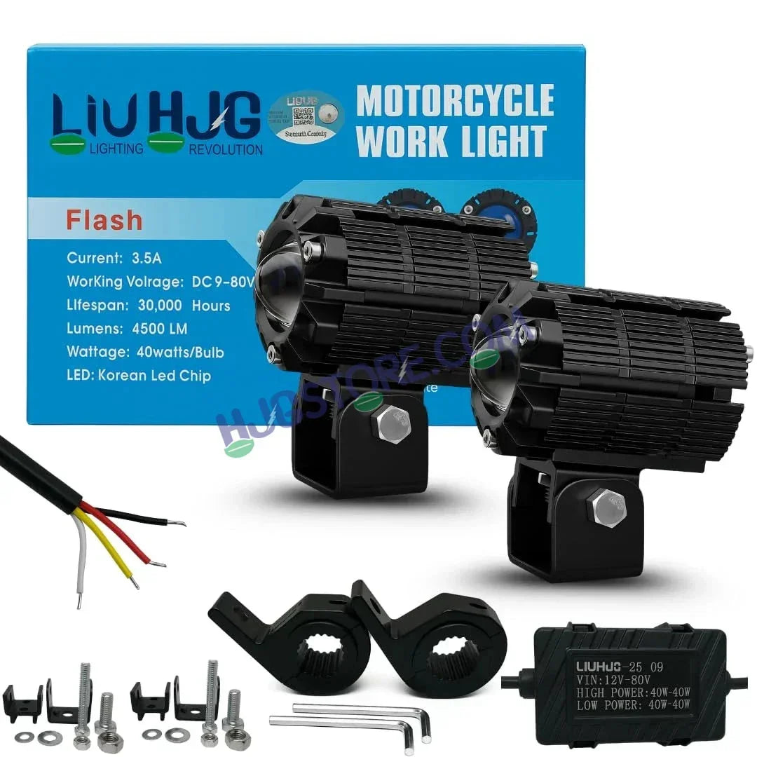 HJG CNC Mini Drive 80W Version 7 New Model Projector Foglight with Canbus Red DRL/White/Yellow Ultra Wide Dual Intensity 80W LED Fog Lights White/Yellow/White + Yellow/Red DRL Universal For All Cars & Bikes LIU HJG CNC Mini Drive 80W Version 7, Set of 2 - Biker.Store - www.biker.store