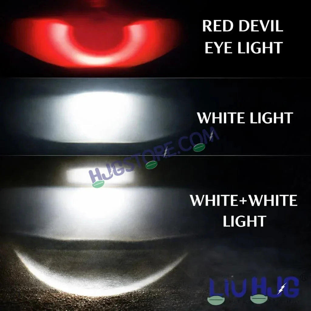 HJG HS104 Wide Lens Foglight Dual Condenser Lens 120W Foglight with Two Type Clamps White Hi/Lo Red Projector Foglight 120W Ultra Wide Intensity LED Fog Lights White Hi/Lo with Red Devil Fog Universal For All Cars & Bikes LIU HJG HS104 120W Foglight 2pc - Biker.Store - www.biker.store