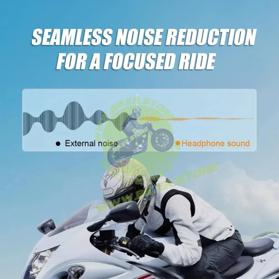 MOTO GENIUS JYD-C68 Bluetooth Helmet Headset for Motorcycle Riders | Wireless Hands-Free Music & Call System, Noise Reduction Mic, Waterproof IPX56, 25H Battery, RGB Light - Biker.Store - www.biker.store