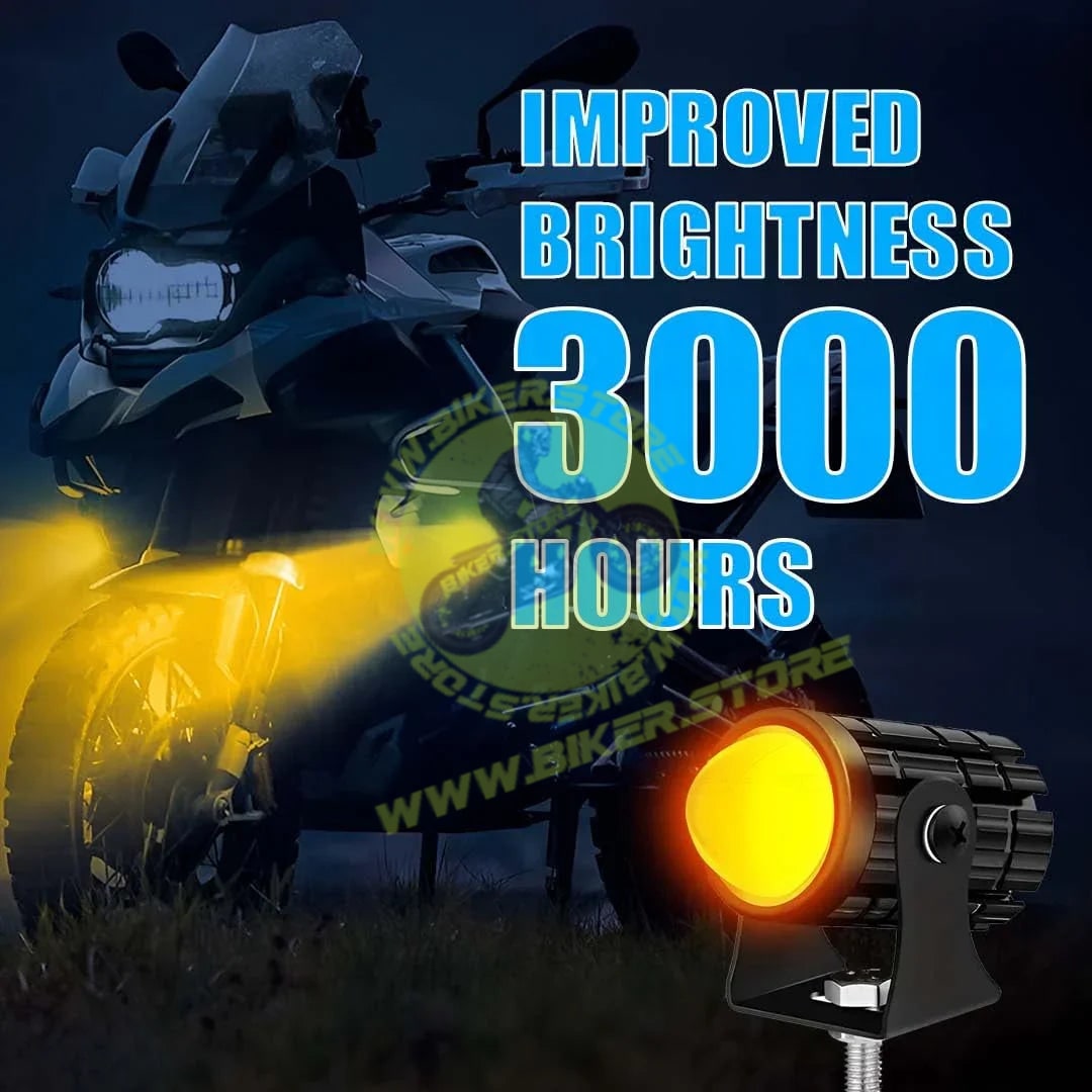 MOTO GENIUS 18W LED Projector Fog Light for Motorcycle | Dual Color & | Headlight Spotlight with Lens | Universal Fit Motorbike Lighting System - Biker.Store - www.biker.store
