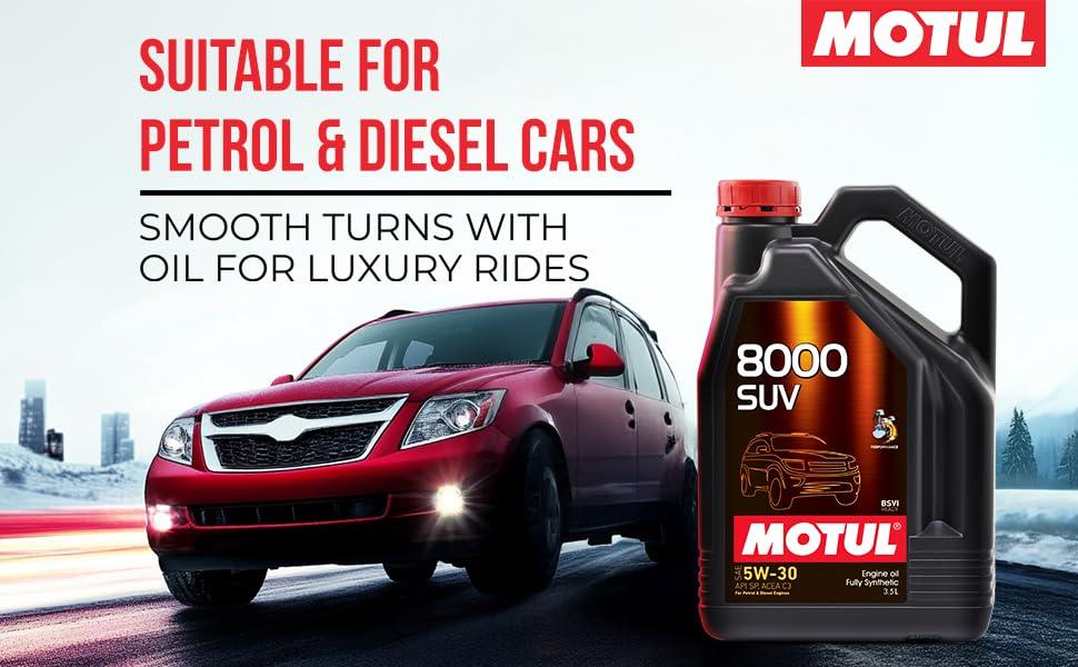 Motul 8000 SUV 5W-30 Fully Synthetic Engine Oil 3.5L for Petrol & Diesel Cars | API SP | Advanced Protection | Improves Performance & Reduces Wear | SUVs & High-Performance Cars|B0CX4W9DR3