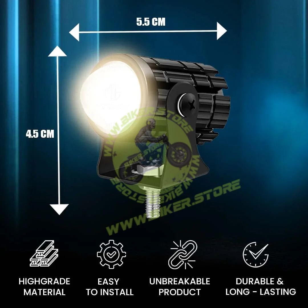 MOTO GENIUS 18W LED Motorcycle Fog Light with Switch – Dual Color & | Projector Headlight with Lens | Waterproof Spotlight Lamp | Universal Fit for Bikes & Scooters (Pack of 2) - Biker.Store - www.biker.store