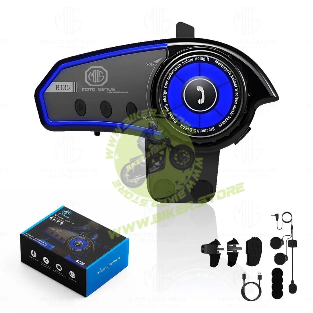 MOTO GENIUS BT35 Wireless Bluetooth 5.0 Helmet Headset, Hands-Free with Mic, Stereo Sound, Waterproof, Noise Reduction | Compatible with iOS & Android - Biker.Store - www.biker.store