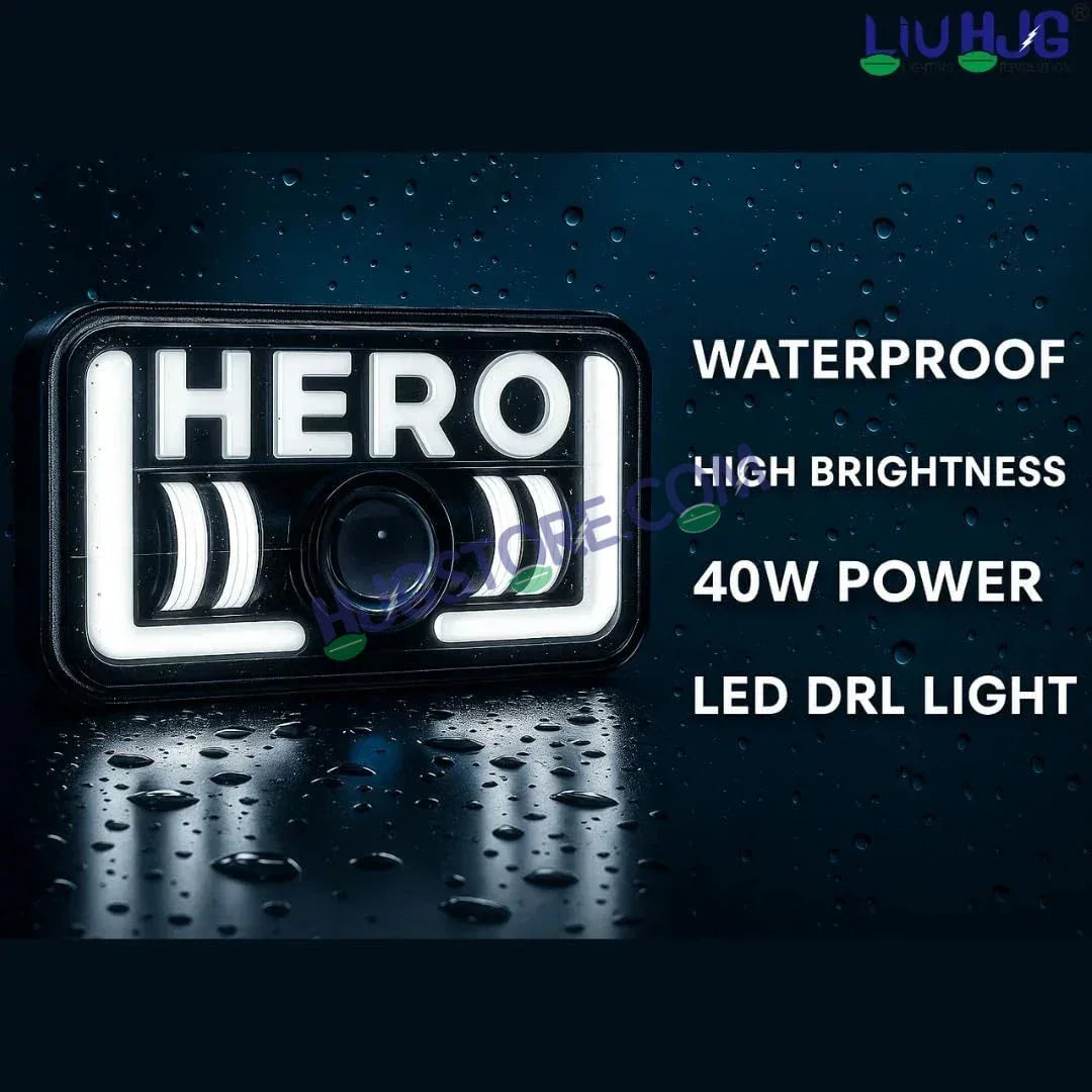 HJG 12V 40W LED Headlight HERO for Hero Splendor Series – White Beam with Red/Blue DRL, Durable Waterproof Motorcycle Headlamp (Pack of 1) - Biker.Store - www.biker.store