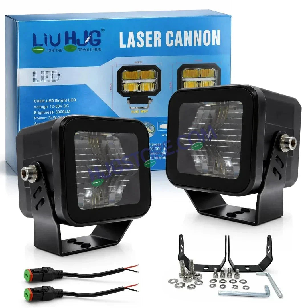 HJG W-08 White Cube Foglight 72W White Foglight White LED Foglight Ultra Wide Spread White Light 72W Foglight Ultra Wide Intensity LED Driving Fog Lights Universal For All Cars & Bikes LIU HJG W-08 White Cube Foglight Driving Lights, Pack of 2 - Biker.Store - www.biker.store