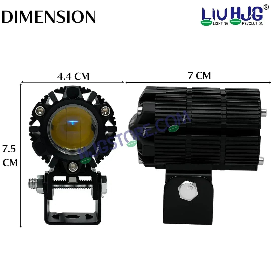 HJG CNC Mini Drive 80W Version 7 New Model Projector Foglight with Canbus Red DRL/White/Yellow Ultra Wide Dual Intensity 80W LED Fog Lights White/Yellow/White + Yellow/Red DRL Universal For All Cars & Bikes LIU HJG CNC Mini Drive 80W Version 7, Set of 2 - Biker.Store - www.biker.store