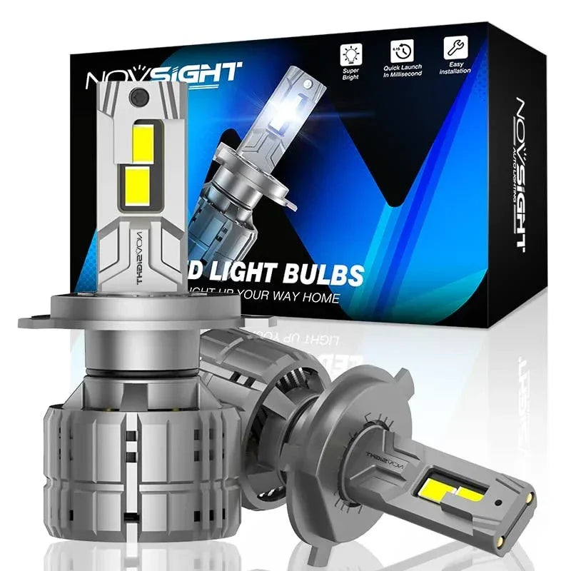NightEye NOVSIGHT H4 LED Headlight Bulbs 40000LM, Upgrade 900% Brighter 6500K Cool White 9003/H4/HB2 LED Headlights High and Low Beam Conversion Kit 200W Super Bright LED Bulb Hi/Lo Beam, Pack of 2 - Biker.Store - www.biker.store