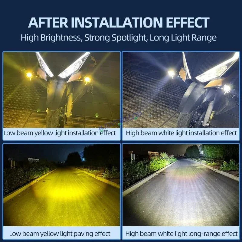 LIUHJG HJG ORIGINAL G15 Pack of 2 30W Mini Drive Spotlight Yellow/White Motorcycle Mini Driving Fog Light 7500LM High/Low Beam Motorcycle Spot Light with Red DRL, White, Yellow (Pack of 2) - Biker.Store - www.biker.store