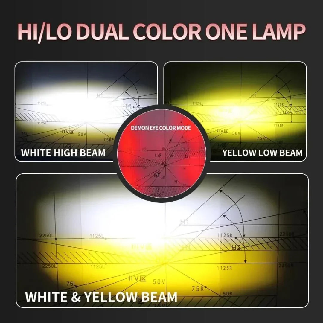 Original HJG 3-in-1 HJG Fog Light: 120W-12V Red, White, Yellow! Illuminate Your Ride with 4 LED Laser Widelight. Perfect for Bike, Car, Thar, Jeep Adventures - Biker.Store - www.biker.store