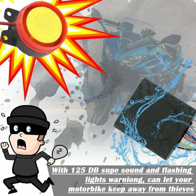 HJG Keyless Alarm System Kit Keyless Start One-Way Bike Alarm Kit for Two Wheeler Security HJG Anti-Theft Alarm System Kit (Loud Siren 125 dB, Flashing Light) LIU HJG Keyless Alarm System Kit - Biker.Store - www.biker.store