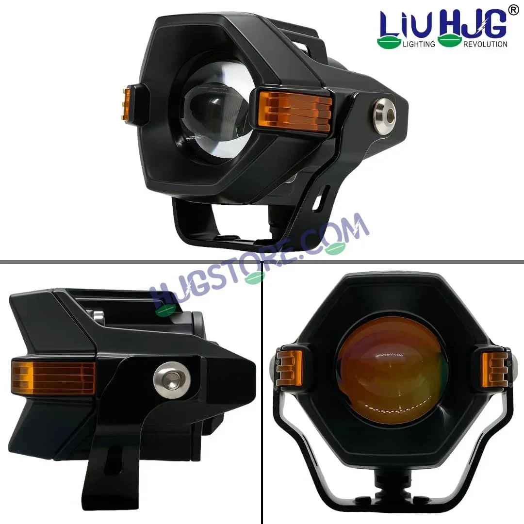 HJG Spaceship Foglight 80W 1 Lens Space Ship Fog Projector Lens 2pc Foglight Red Devil Side Amber DRL Modes 80W Foglight Ultra Wide Dual Intensity LED Fog Lights White/Yellow/Red Projector (80W) Universal For All Cars & Bikes LIU HJG Space Ship Foglight - Biker.Store - www.biker.store