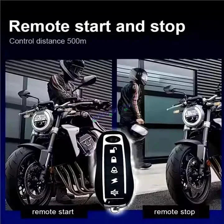 HJG Push Button Alarm System Kit Keyless Start One-Way Bike Alarm Kit for Two Wheeler Security HJG Anti-Theft Alarm System Kit (Loud Siren, Flashing Light 125 dB) LIU HJG Push Button Alarm System Kit - Biker.Store - www.biker.store