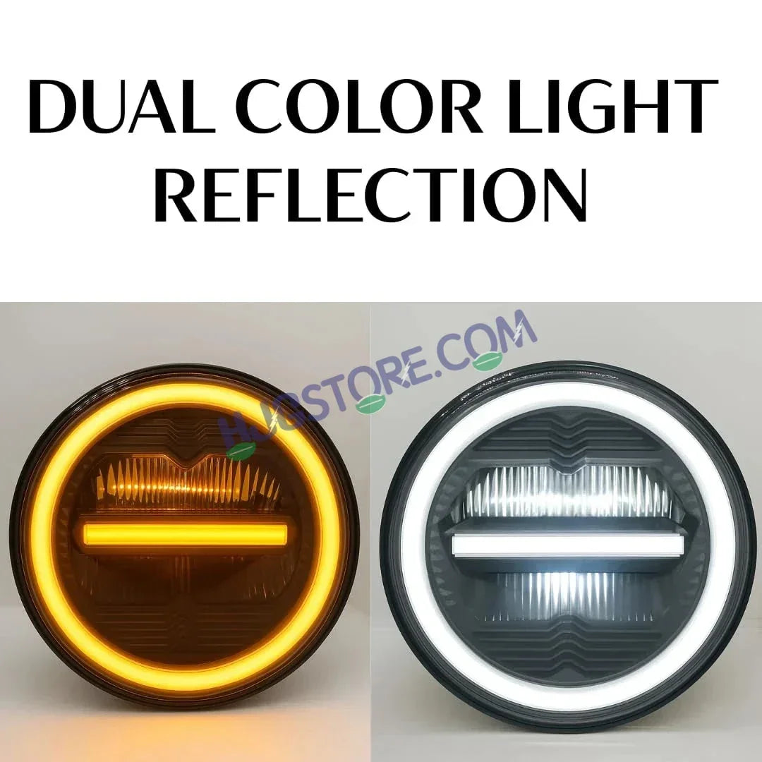 HJG 7 Inch 75W Minus New Model 75W Low Beam 110W Hi Beam LED Headlight Assembly White 7 Inch Round Motorcycle Lights For Jeeps Universal Car Compatible with Royal Enfield, Jeep & Harley Davidson LIU HJG New Box Minus 7 Inch - Biker.Store - www.biker.store