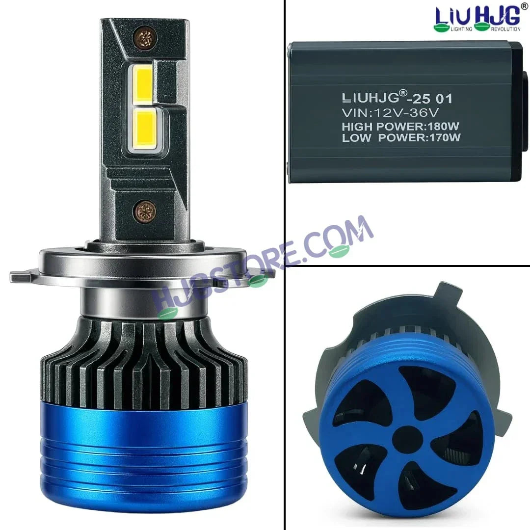 HJG 180W H4 2pc LED Headlight Bulbs H4 Adjustable Holder LED Bulb AC/DC Headlight White 6500K 180W Headlight Bulbs for Bike Car LED Light H4 Hi/Lo Beam Headlight 12V/24V for Bike/Car, LIU HJG 180W H4 Socket Bulbs Pack of 2, H4 Socket - Biker.Store - www.biker.store