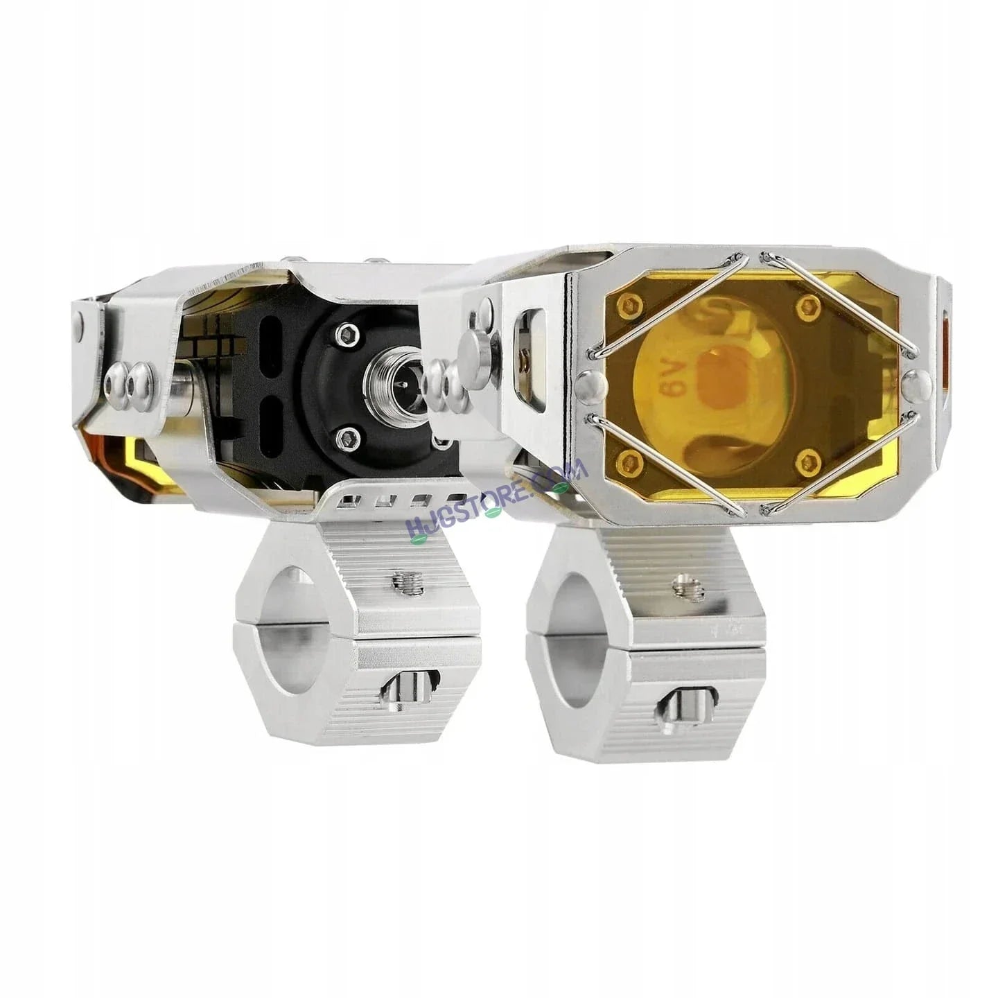 HJG Chrome Transformer Foglight 140W LED Projector with Wiring Kit Slider Yellow Cap Wide Spread White/Yellow 140W 2pc Foglight Ultra Wide Dual Intensity LED Driving Fog Lights 3000K/6500K Universal For All Cars & Bikes, Pack of 2 with Wiring Harness Kit - Biker.Store - www.biker.store