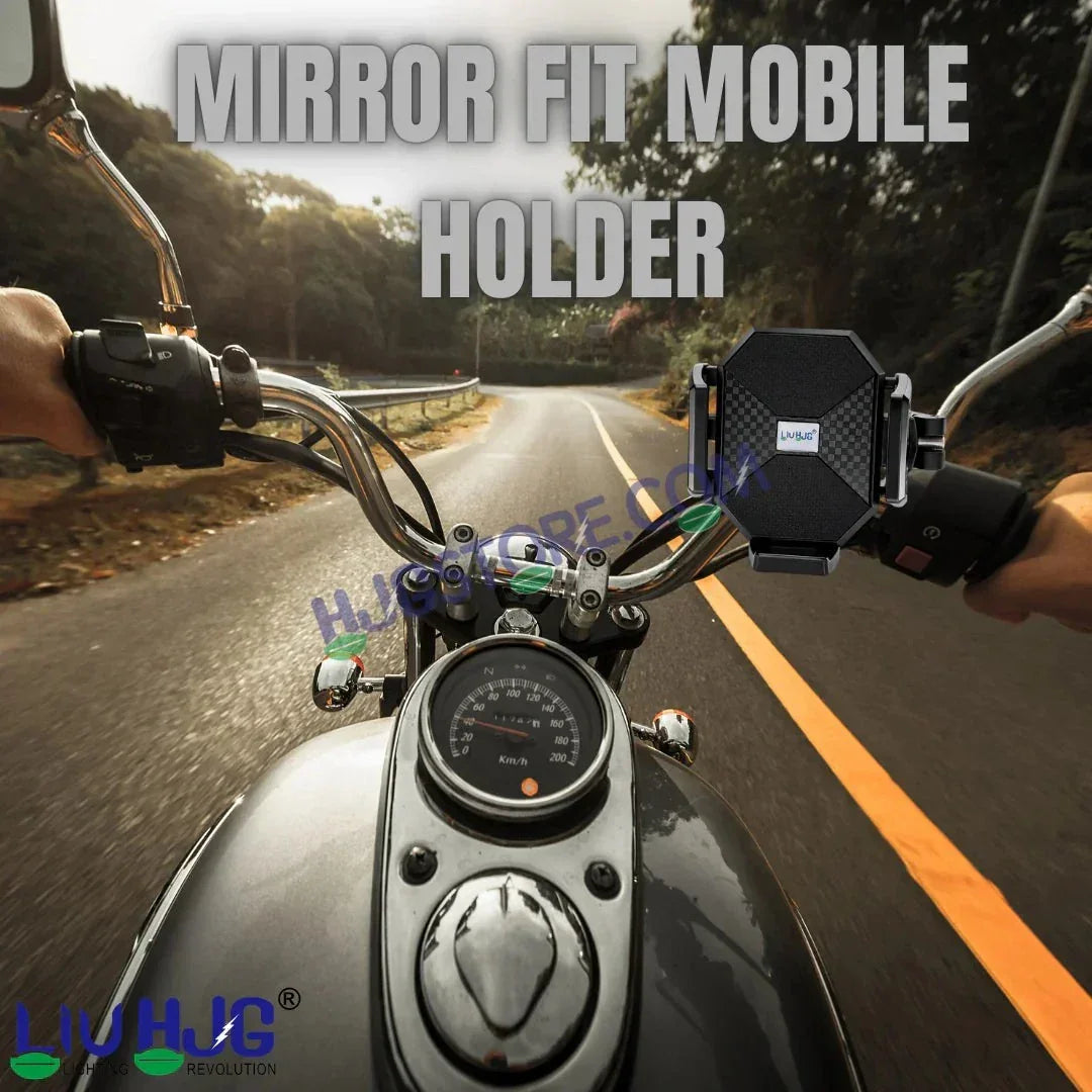 HJG Hexagon R6 Mobile Holder with Mirror Mount for Bike and Scooter, Two Wheelers Universal HJG Hexagon R6 Mirror Mount Mobile Holder Anti-Theft Mobile Holder 360 Degree Rotation Adjustable Size and Locking System LIU HJG Hexagon R6 Mirror Mount Holder - Biker.Store - www.biker.store